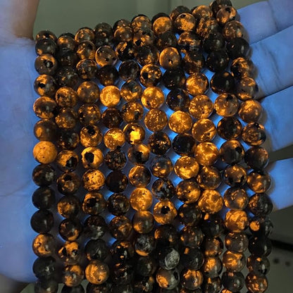 36pcs 10mm Natural Flame Yooperlite Stone Beads Round Healing Energy Power - Image 5