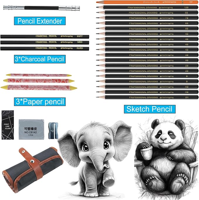 Sketching Pencil Set, Drawing Pen Charcoal Sketch Included Graphite Pencils - Image 7