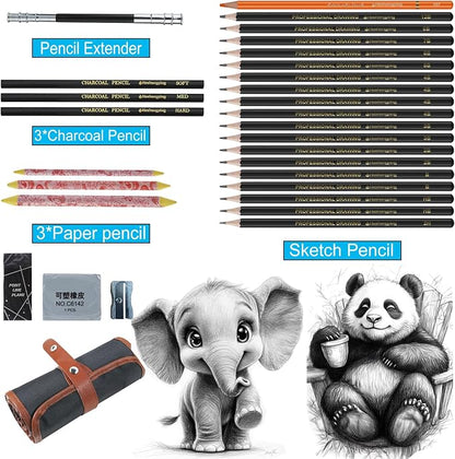 Sketching Pencil Set, Drawing Pen Charcoal Sketch Included Graphite Pencils - Image 7