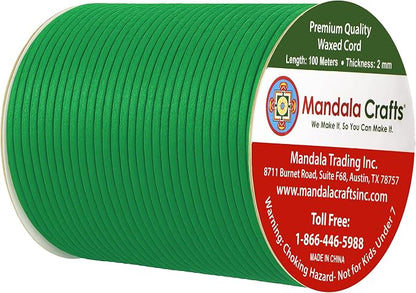 Mandala Crafts 2mm 109 Yards Kelly Green Cotton Waxed Cord - Image 2