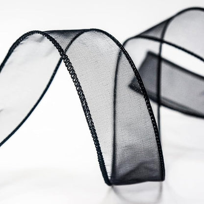 CT CRAFT LLC Sheer Organza Wired Ribbon 1.5" x 50Yards Black - Image 3