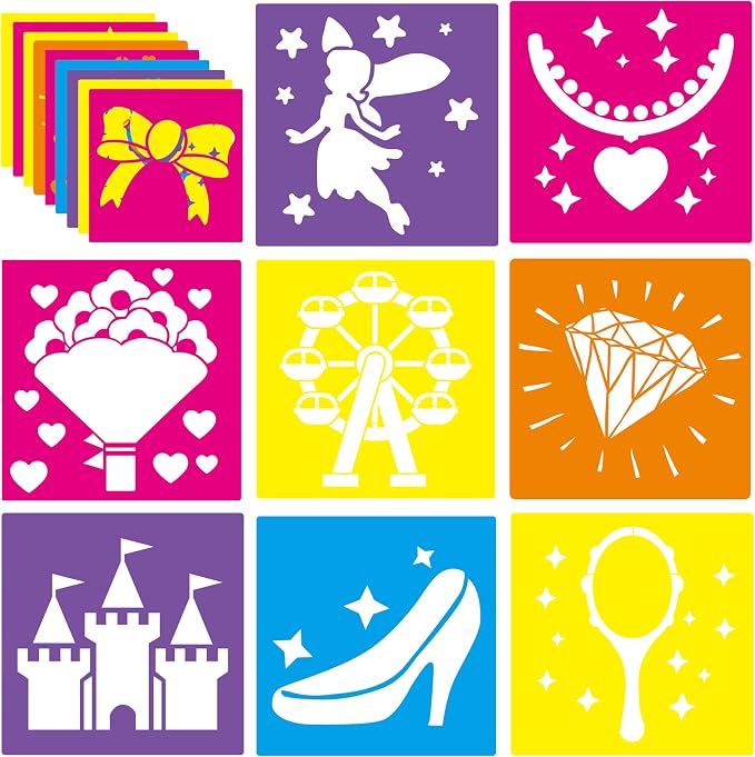24 Pieces Stencils for Kids, Large Drawing Stencils Chalk Template, 8 Inches by LAQUEENIE