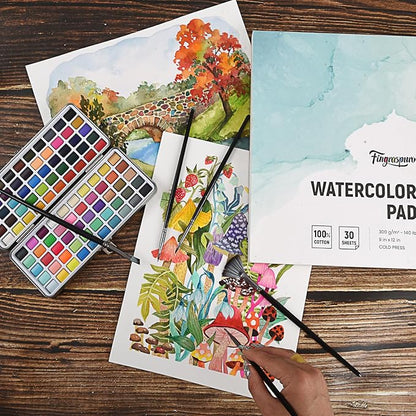 Fingraspuro Watercolor Paper Pad 9x12 Inch, 30 Sheets, 100% Cotton, Cold Pressed - Image 7
