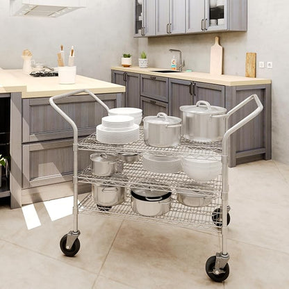 24" W x 36" L x 36" H Chrome Heavy Duty Utility Cart | 3-Tier | NSF Commercial - Image 3