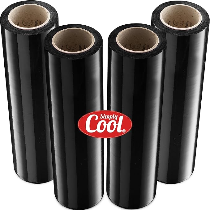 Black Industrial Strength Extra Thick 4 Pack 17.5" 1100 SqFt 80 Gauge Shrink by SimplyCool