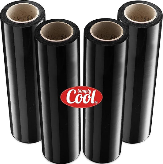 Black Industrial Strength Extra Thick 4 Pack 17.5" 1100 SqFt 80 Gauge Shrink by SimplyCool