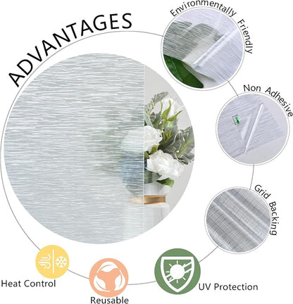 VELIMAX Frosted Window Privacy Film Non Adhesive Window Cling Removable Glass - Image 7