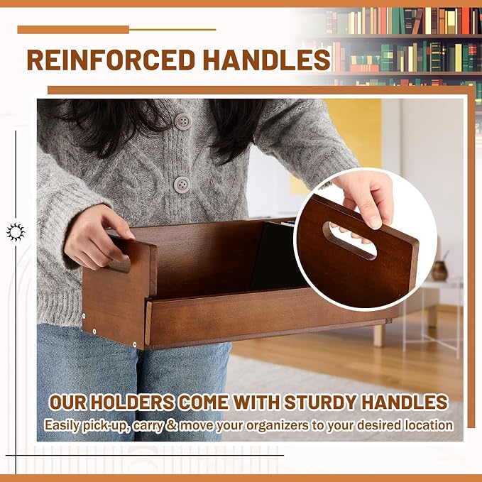 2 Set Wooden CD Storage Box Holder Shelf Cassette Tape Display Racks - Image 5