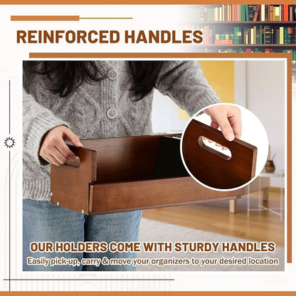 2 Set Wooden CD Storage Box Holder Shelf Cassette Tape Display Racks - Image 5