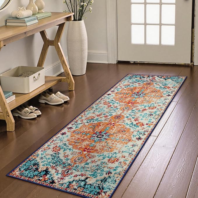 Lahome Bohemian Floral Medallion Runner Rug by Lahome