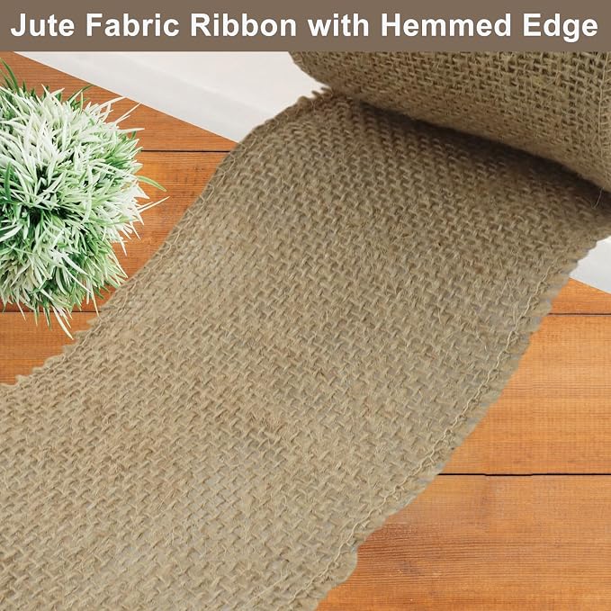 4" Wide Natural Burlap Fabric Roll - Image 3