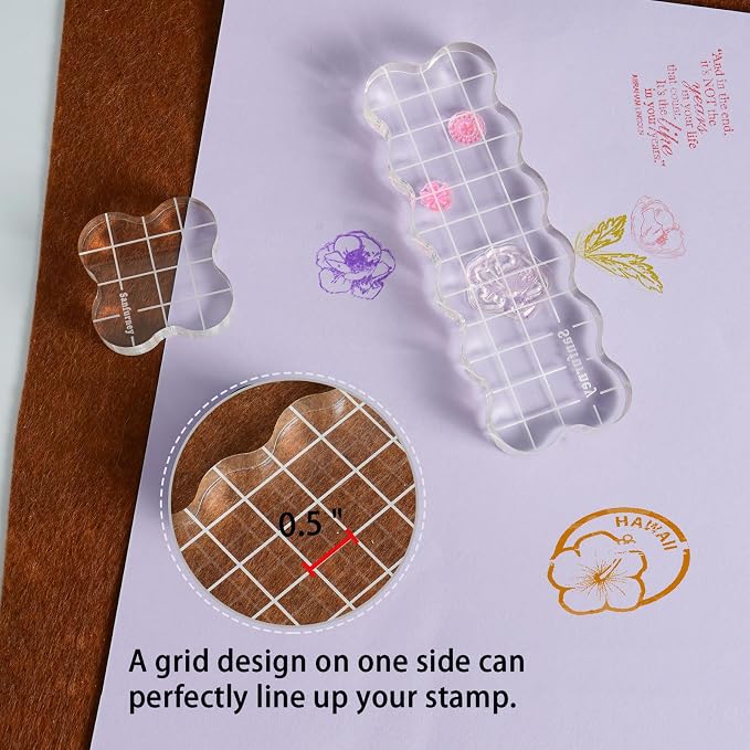 Sanfurney 4 Pieces Acrylic Stamp Blocks Set, 15mm Thick - Image 4