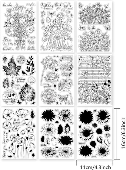 ORIGACH 9 Sheets Plants and Flowers Clear Stamps Silicone Transparent Stamps - Image 2