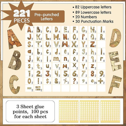 221 Pcs Bulletin Board Letters Round Alphabet Number Punctuation Symbol Combo - Image 2