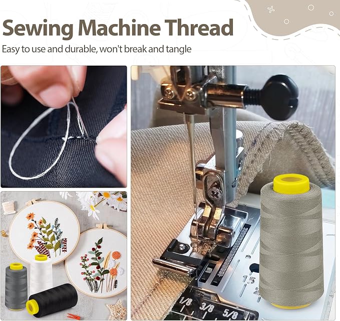 3000 Yards Serger Thread, 5 Colors Cones of All Purpose Thread - Image 4