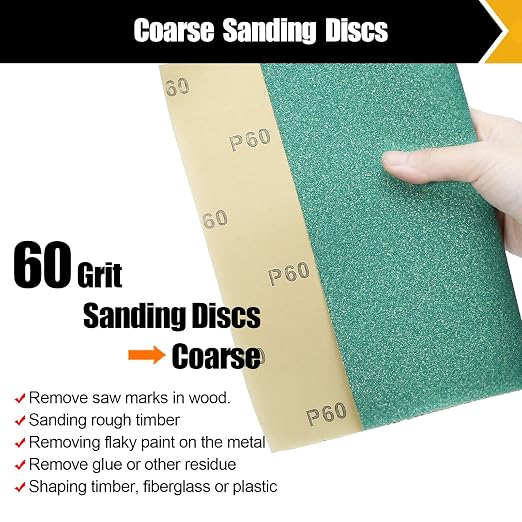60 Grit Aluminum Oxide Sandpaper, 9x11 Inch Sheets, 12 Pack, Compatible - Image 2