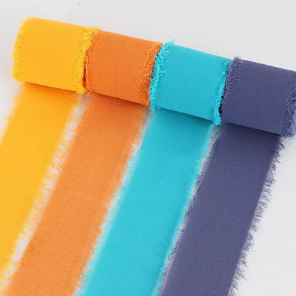 TONIFUL 4 Rolls Blue & Orange Chiffon Ribbon 1 1/2 inch× 5.5 Yards Ribbon - Image 3