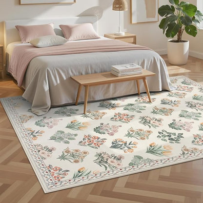 Wonnitar Floral Washable 8X10 Area Rugs, Soft Large Rugs - Image 6