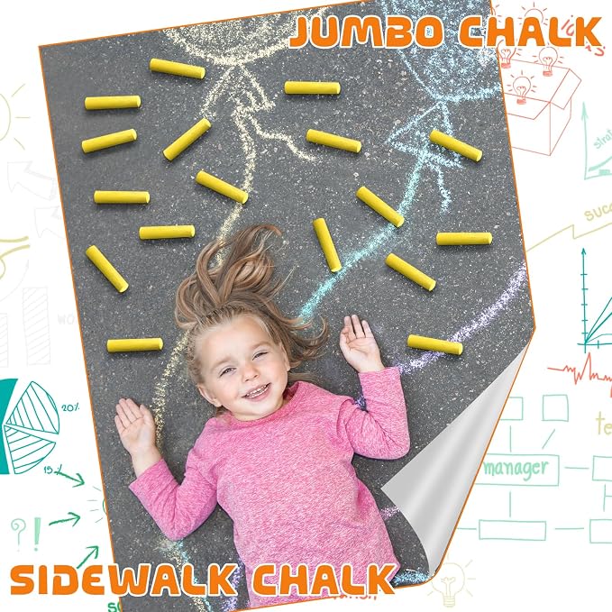 20 Pcs Sidewalk Chalks for Kids Non Toxic Jumbo Chalk for Party Gift Outdoor - Image 4