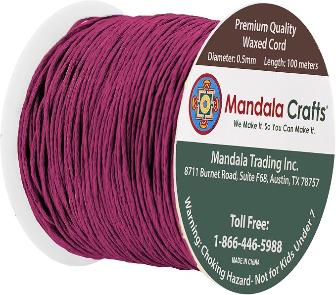 Mandala Crafts 0.5mm 109 Yards Dark Violet Cotton Waxed Cord - Image 2