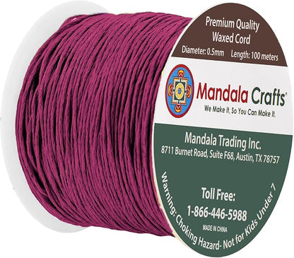 Mandala Crafts 0.5mm 109 Yards Dark Violet Cotton Waxed Cord - Image 2