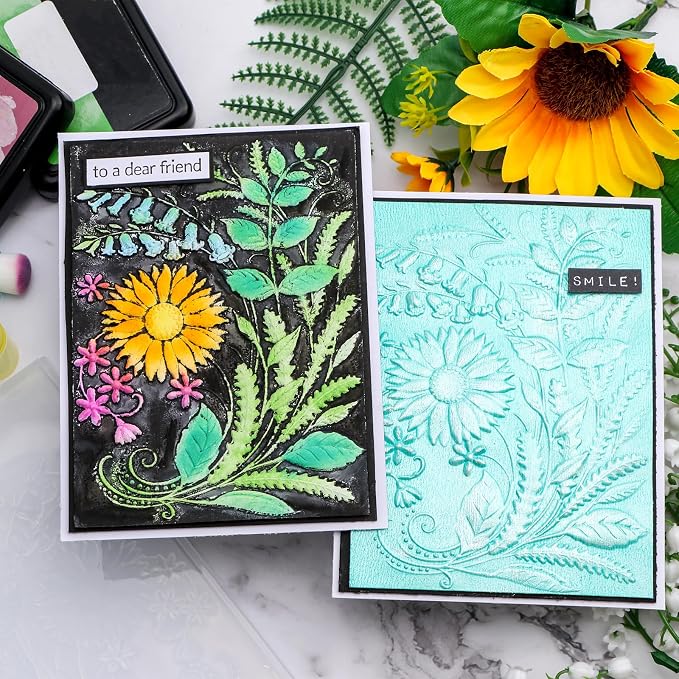 BAOFALI 3D Embossing Folders Sunflowers Leaves Textured - Image 6
