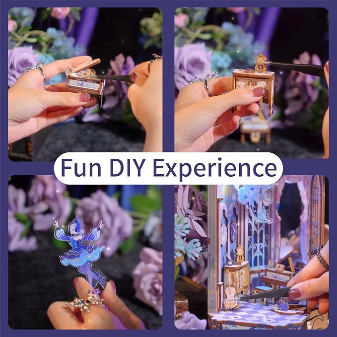Tonecheer DIY Book Nook Kit for Adults, 3D Wooden Puzzle Music Box Bookend - Image 8