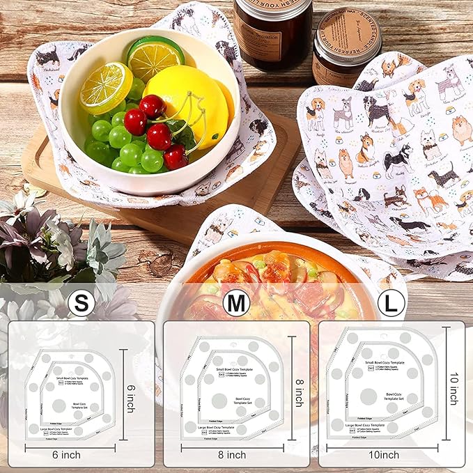 Bowl Cozy Template Cutting Ruler Set, DIY Kitchen Art Craft Acrylic Stencil Cut - Image 3