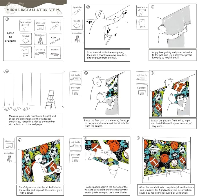 AFZEVEB-Colorful Graffiti Wallpaper Hand-Painted Ball Wall murals - Image 6
