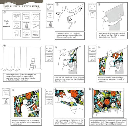 AFZEVEB-Colorful Graffiti Wallpaper Hand-Painted Ball Wall murals - Image 6