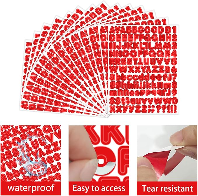 Red Alphabet Letter Stickers, 1/2 inch, 10 Sheets - Image 3