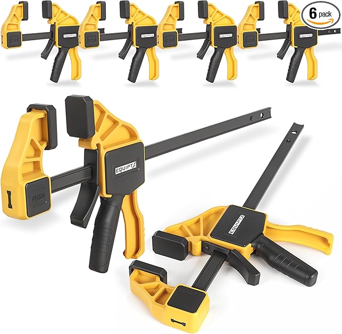6 Pack Bar Clamps for Woodworking – 2 Pcs 12" & 4 Pcs 6" Quick Grip Clamps Set by EQUIPTZ