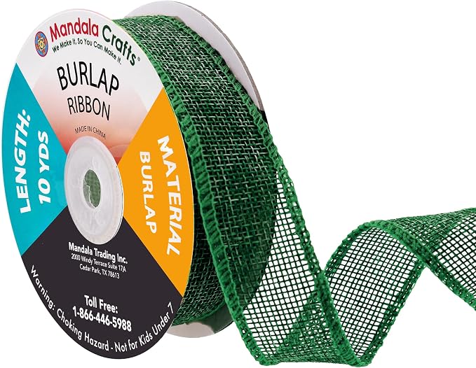 Mandala Crafts Green Burlap Ribbon 1 Inch Wide Jute Ribbons by MandalaCrafts