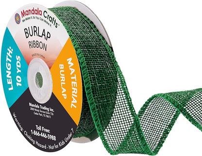 Mandala Crafts Green Burlap Ribbon 1 Inch Wide Jute Ribbons by MandalaCrafts