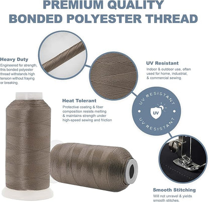 Mandala Crafts Taupe Heavy Duty Thread -1500 Yds Tex 90 Thread - Image 4