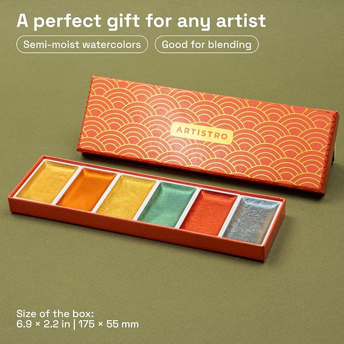ARTISTRO Professional Metallic Watercolor Paint Set - Image 2