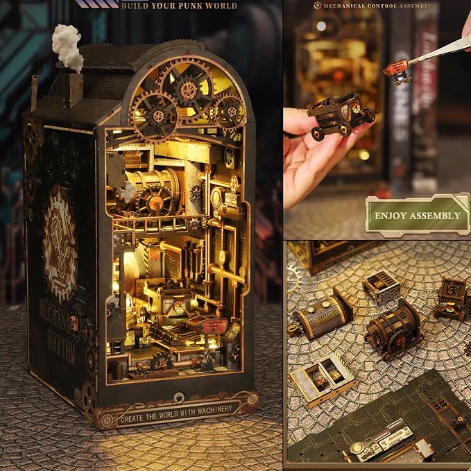 ISSEVE Book Nook Kit, 3D Wooden Puzzle DIY Miniature House Kit - Image 3