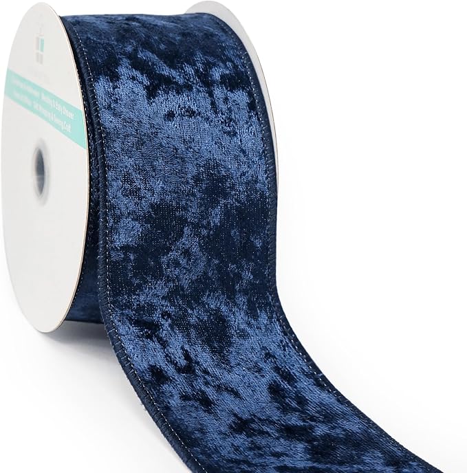 Navy Velvet Ribbon 2.5 Inch x 10 Yards by CTCRAFTLLC