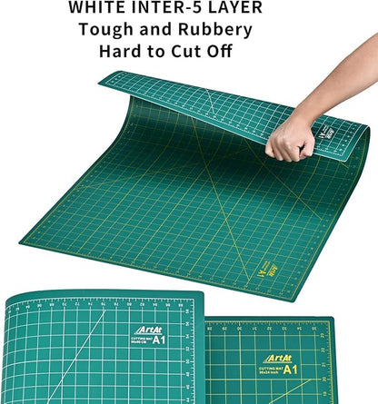 ArtAt Self Healing Cutting Mat: 24 x 36 inch Green Large 5-Ply Double-Sided - Image 3