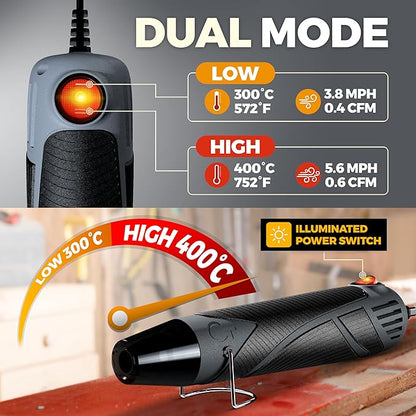 Heat Gun for Crafting, Mini Dual Temp Hot Air Gun Tool for Epoxy Resin - Image 4