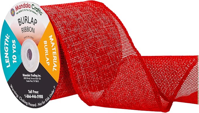 Mandala Crafts Red Burlap Ribbon 3 Inches Wide Jute Ribbons by MandalaCrafts