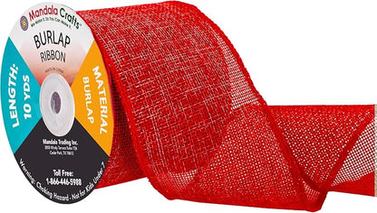 Mandala Crafts Red Burlap Ribbon 3 Inches Wide Jute Ribbons by MandalaCrafts
