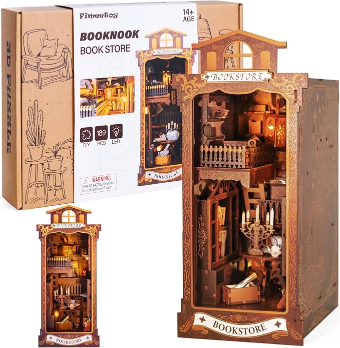 Book Nook Kits for Adults, Miniature House Dollhouse Kit for Teens, DIY Crafts by Fimeetoy
