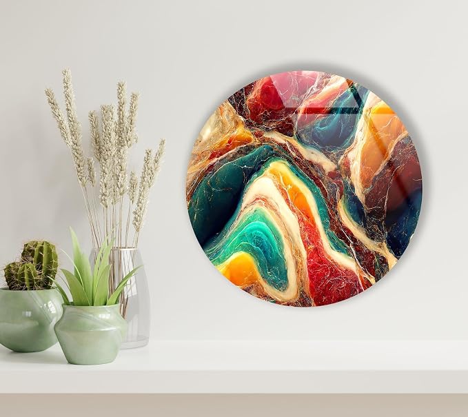 My Photostation.com 24'' Diameter Colorful Marble Swirl Round Wall Art Abstract by MyPhotostation