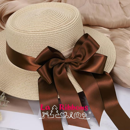 LaRibbons 1 1/2 Inch 50 Yard Double Faced Satin Ribbon, Friar Brown Satin Craft - Image 3