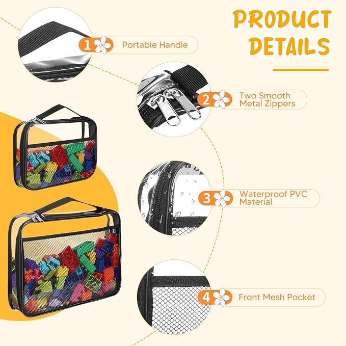 8 Packs Toy Storage Bags with Zipper, Reusable Clear PVC Board Game Storage - Image 3