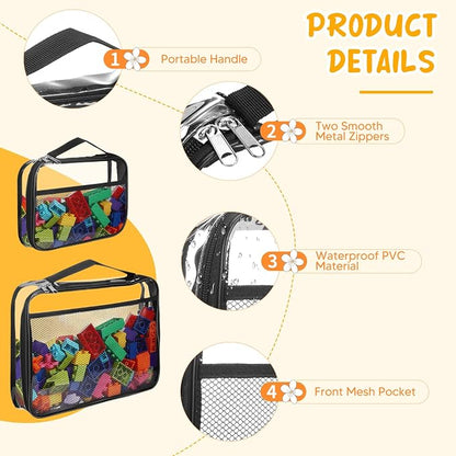 8 Packs Toy Storage Bags with Zipper, Reusable Clear PVC Board Game Storage - Image 3