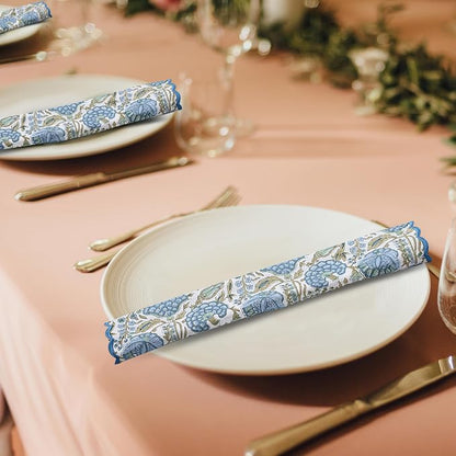 Ridhi Asparagus GreenHand Block Print Napkins 18" x 18" Set of 4 Reusable - Image 6