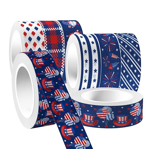 Washi Tape 12 Rolls Washi Tape Set Patriotic Packing Tape American Flag Washi - Image 6