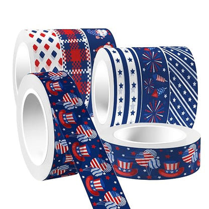 Washi Tape 12 Rolls Washi Tape Set Patriotic Packing Tape American Flag Washi - Image 6